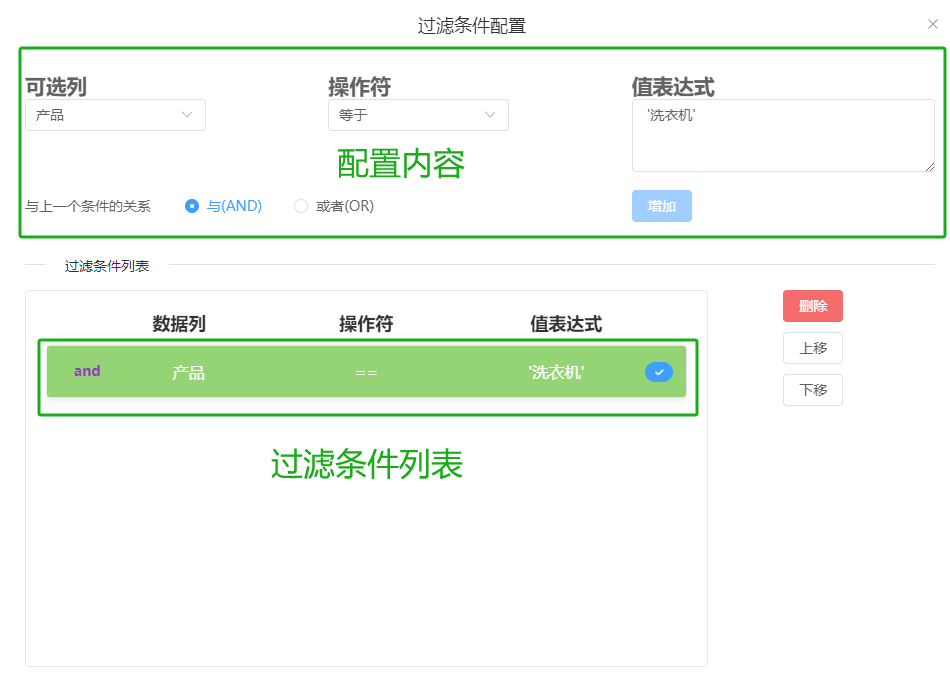 过滤条件配置